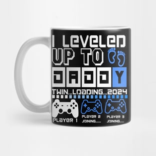 I Leveled Up To Daddy. Twin Loading 2024. Soon To Be Dad. Twin baby boys Mug